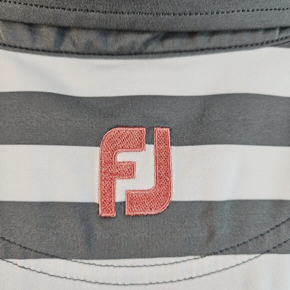 Footjoy Mens XL Gray,White,Peach Polo Moisture Wicking Golf Preppy - Picture 4 of 6